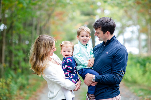 Melanie McIvor, a Hubbards Streetscape committee member, is smiling at son and daughter with husband.